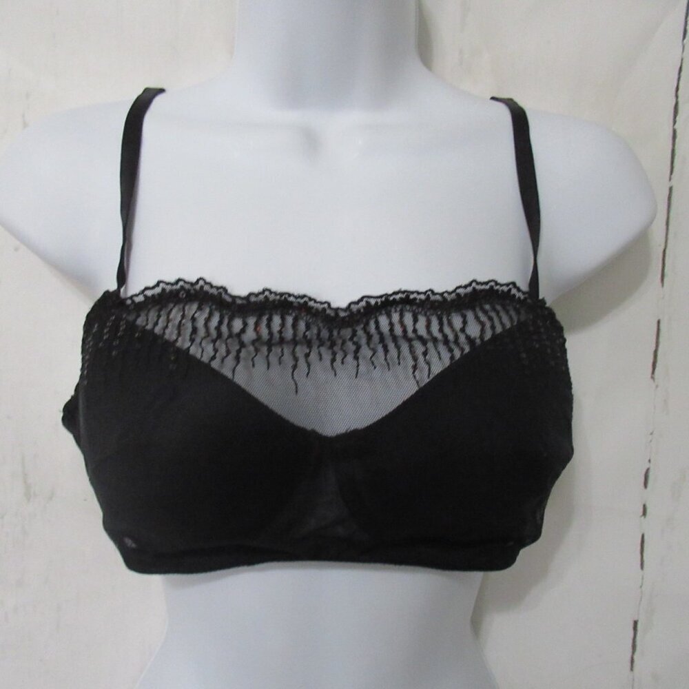 Soma Bralette Bra 36B Black Lace Sequin Cami‎ Underwire